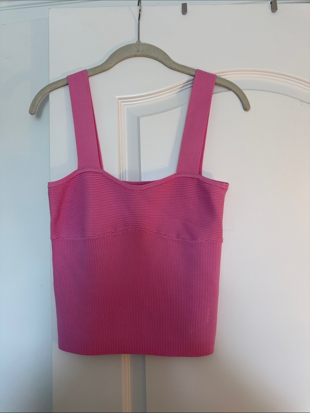 Fitted Pink Ribbed Tank Top